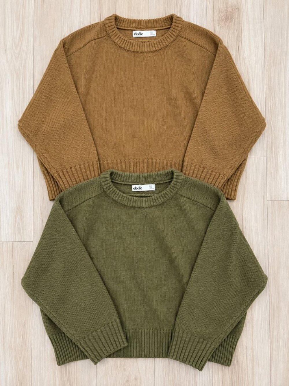 2 Elodie Sweaters | Size Small | 2 Piece Bundle | Tan/ Brown & Olive Green